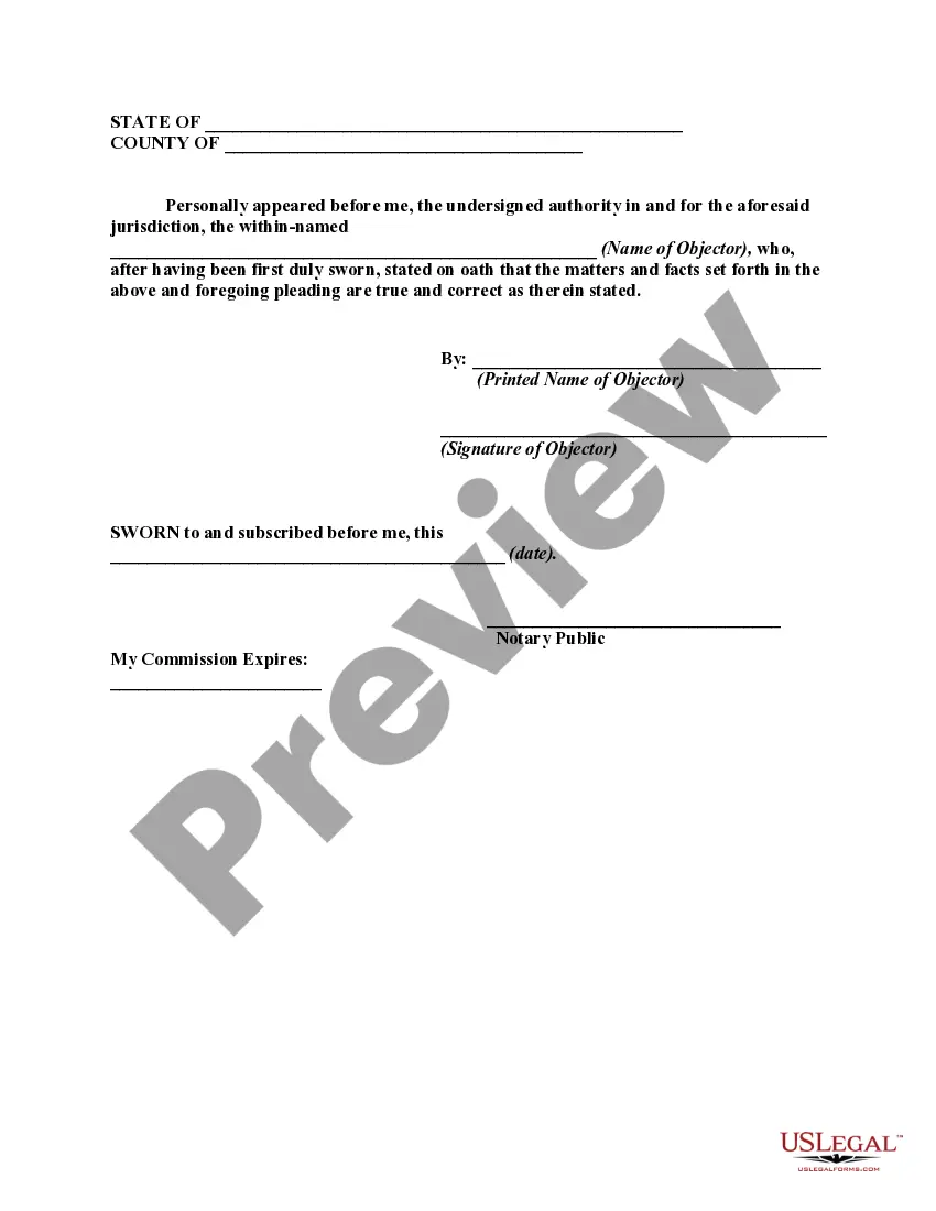 Preview Objection to Appointment of Petitioner as Legal Guardian for a Minor