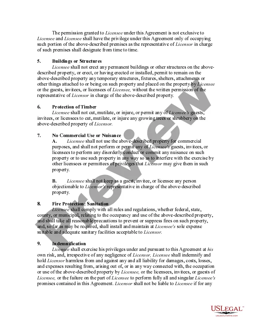 Get License to Use of Land for Camping or Other Temporary Living Quarters Preview License to Use of Land for Camping or Other Temporary Living Quarters
