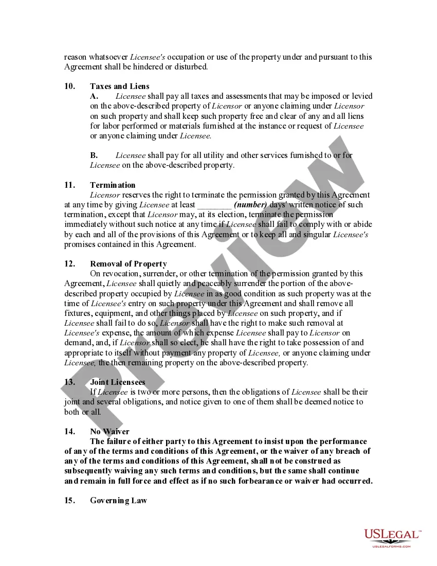 Get License to Use of Land for Camping or Other Temporary Living Quarters Preview License to Use of Land for Camping or Other Temporary Living Quarters