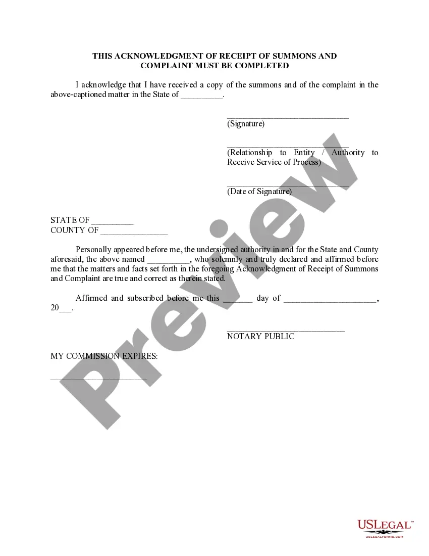 Get Notice - served with Complaint and Summons Preview Notice - served with Complaint and Summons