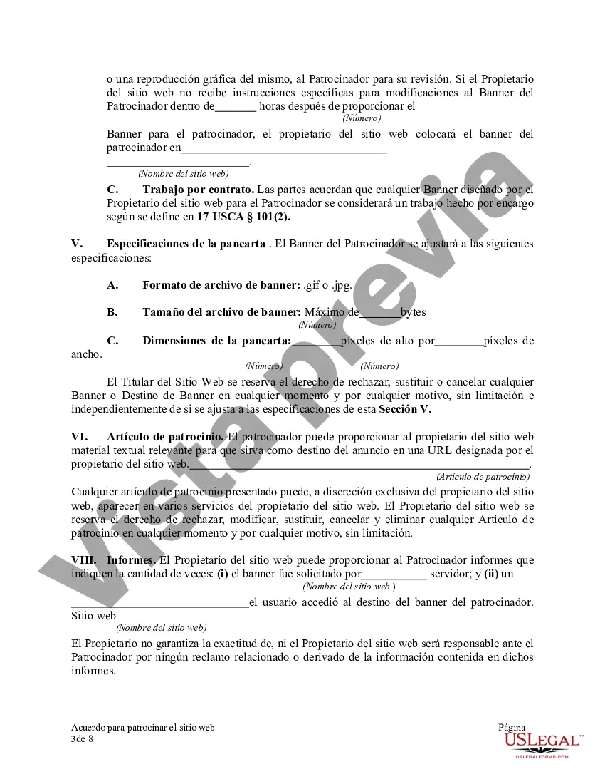 Preview Acuerdo para patrocinar el sitio web