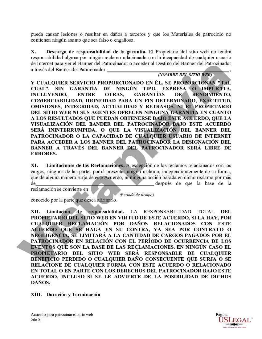 Preview Acuerdo para patrocinar el sitio web