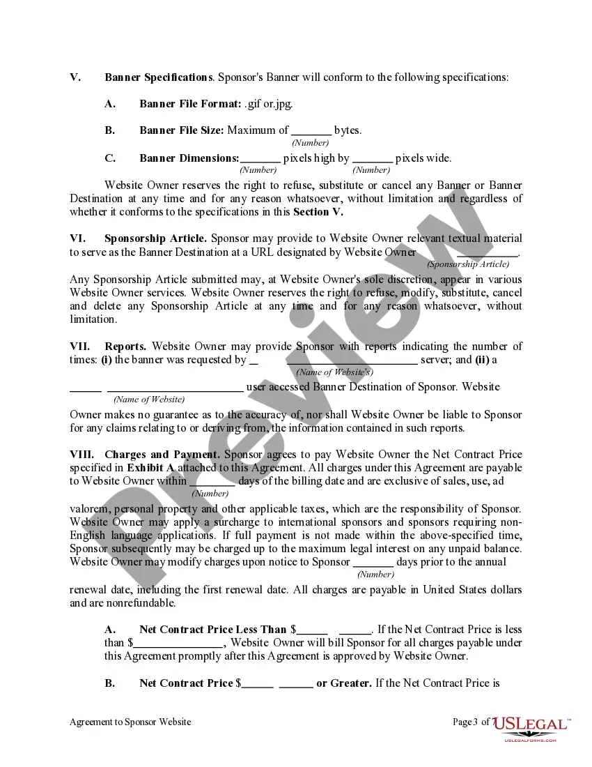 Get Agreement to Sponsor Website Preview Agreement to Sponsor Website