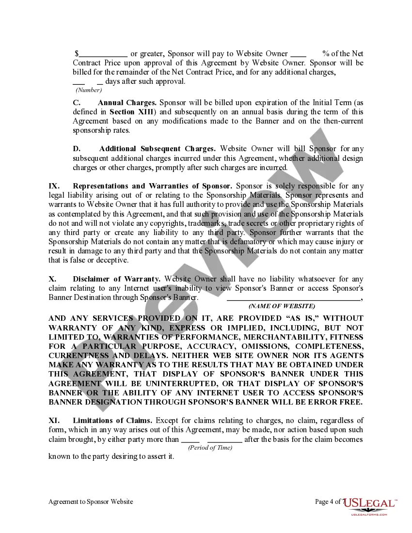 Get Agreement to Sponsor Website Preview Agreement to Sponsor Website