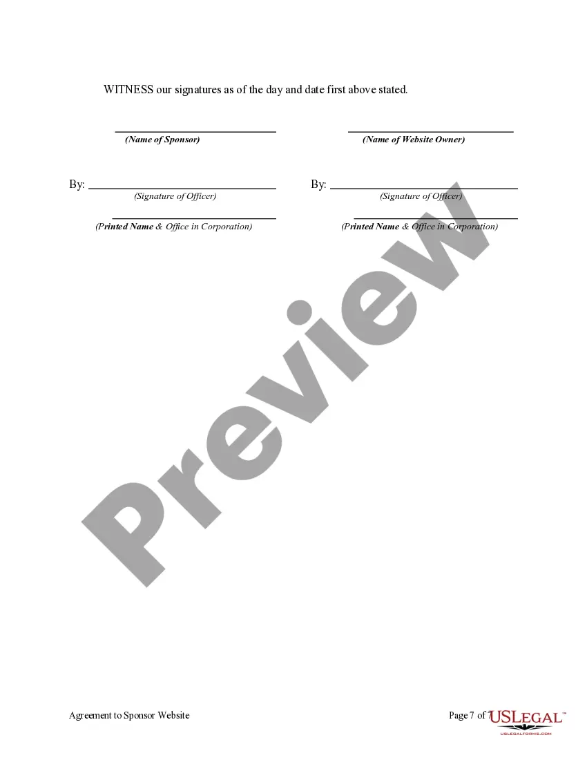 Get Agreement to Sponsor Website Preview Agreement to Sponsor Website