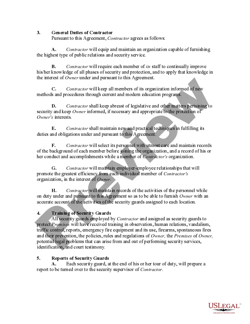 Get Building Security Services Agreement Preview Building Security Services Agreement