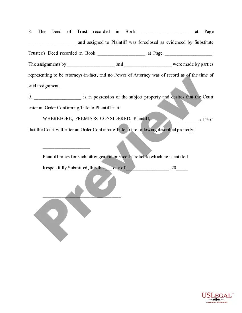 Get Complaint to Confirm Title Preview Complaint to Confirm Title