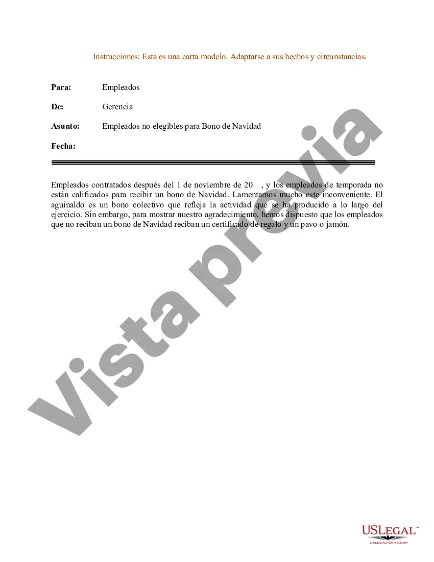 Preview Modelo de carta para empleados no calificados para el bono de Navidad