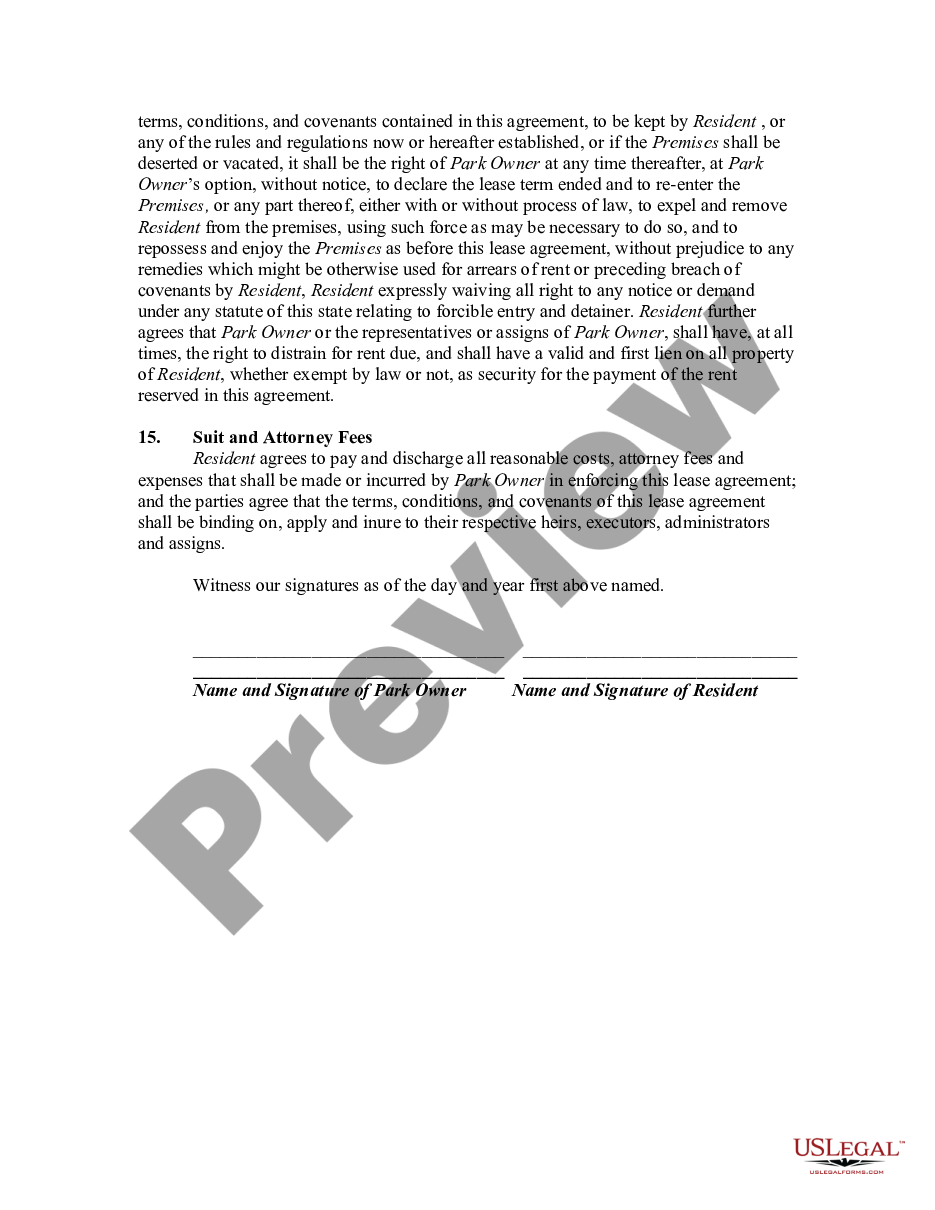 page 3 Lease or Rental of Lot and Mobile Manufactured Home preview