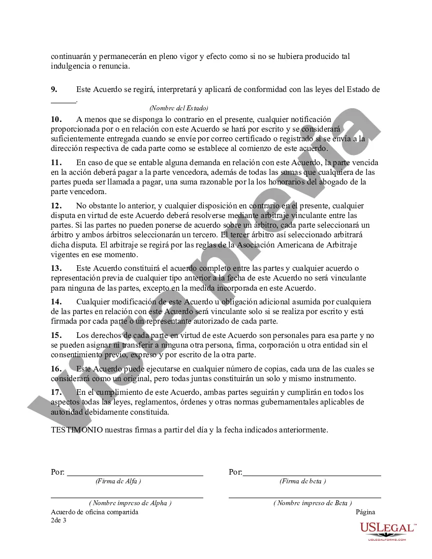 Preview Acuerdo de uso compartido de oficina