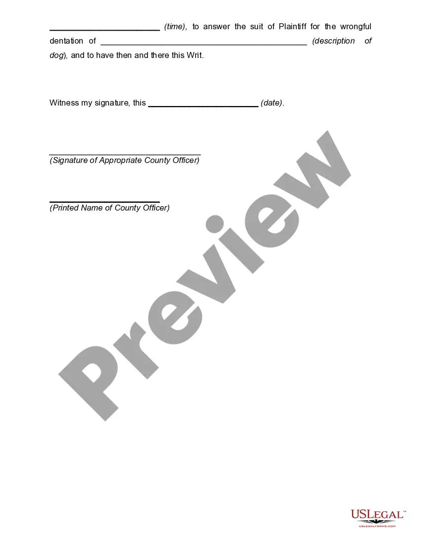 Get Writ of Replevin for Dog Preview Writ of Replevin for Dog