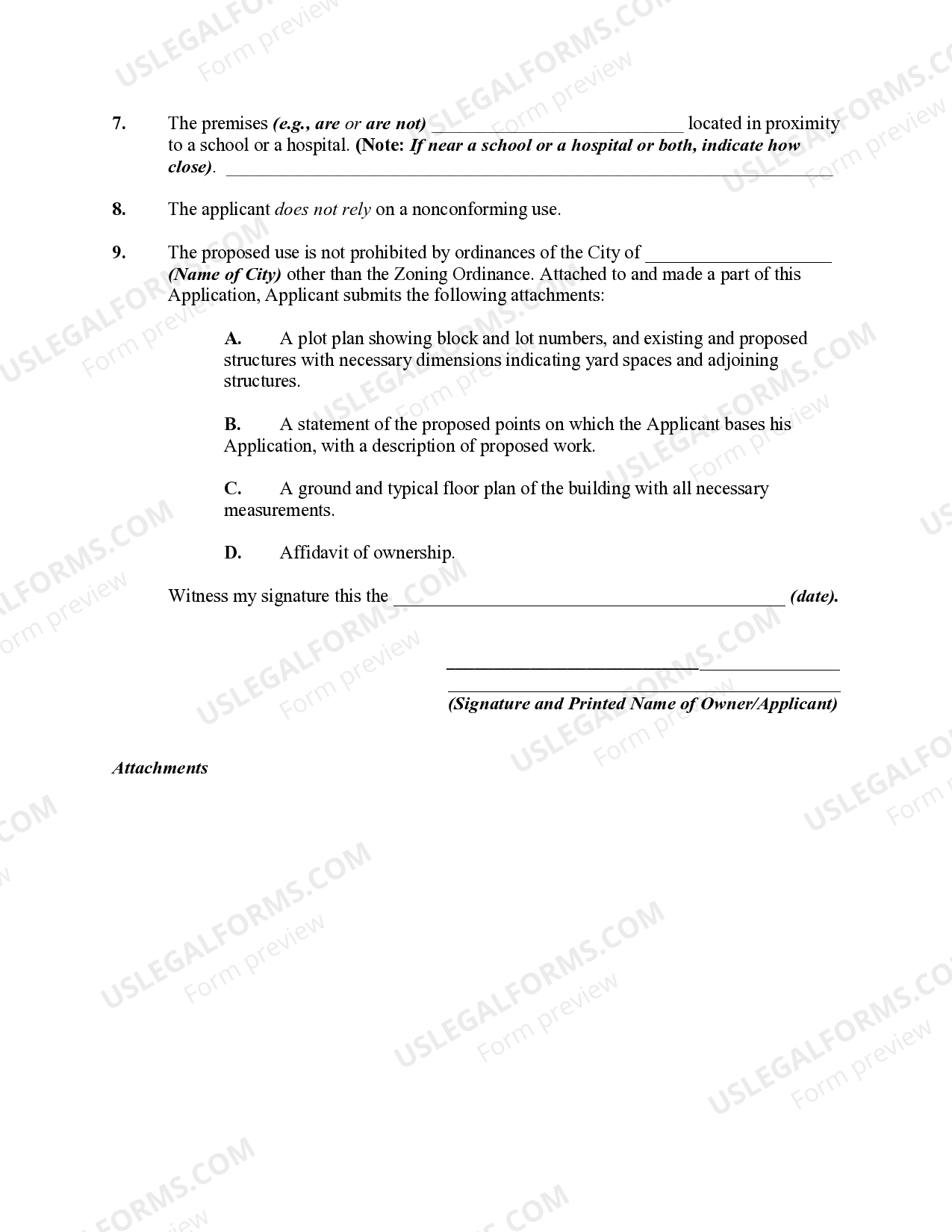 Detailed Application to a Zoning Board For Variance From Zoning