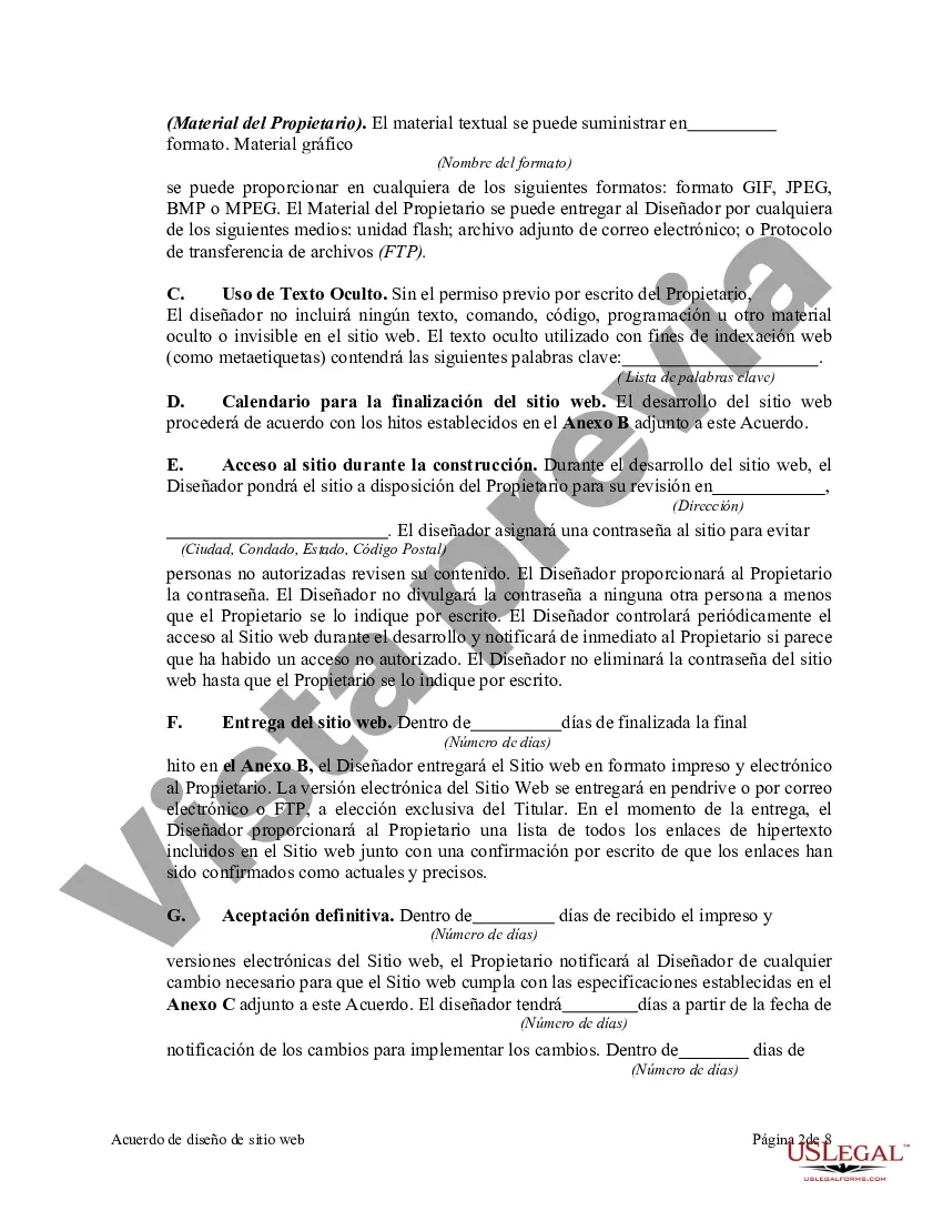 Preview Acuerdo de diseño de sitio web