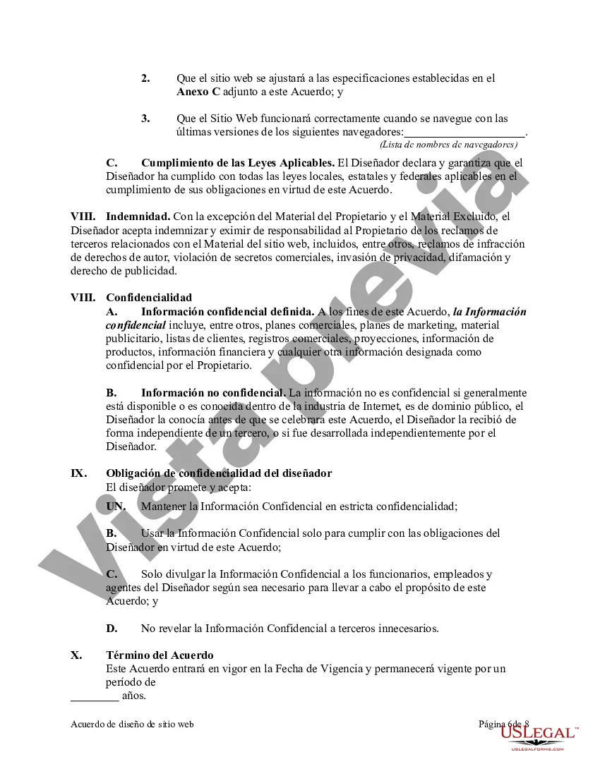 Preview Acuerdo de diseño de sitio web