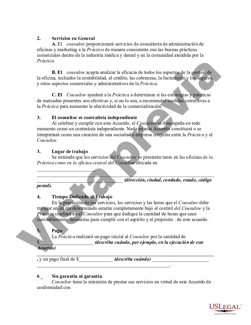 Preview Consultor de administración de oficinas y acuerdo de mercadeo con prácticas médicas y dentales