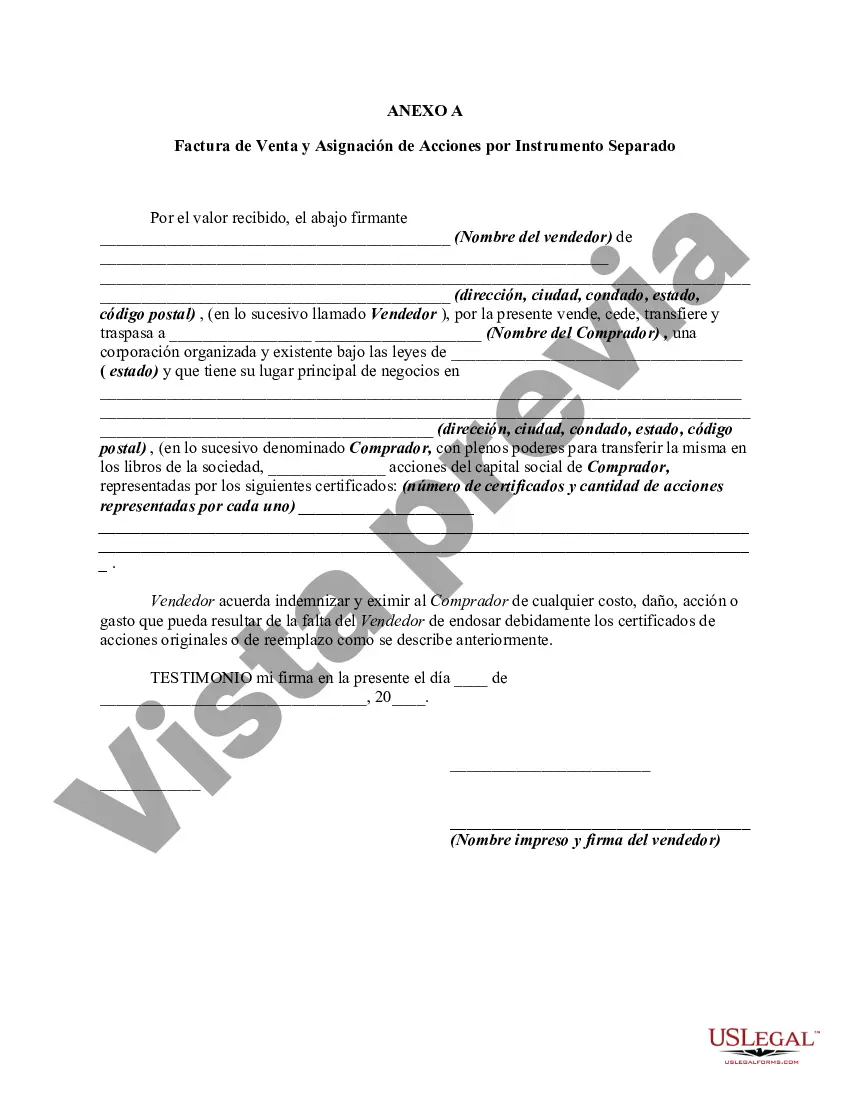 Preview Acuerdo para comprar acciones comunes de un accionista por parte de la corporación con un anexo de una factura de venta y asignación de acciones por instrumento separado