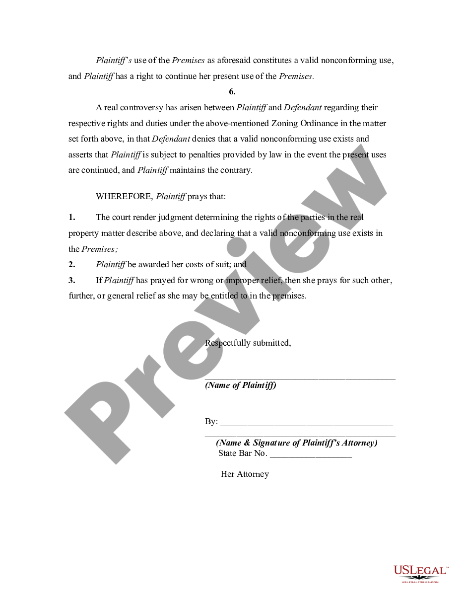 page 2 Complaint or Petition for Judgment Declaring a Nonconforming Use preview