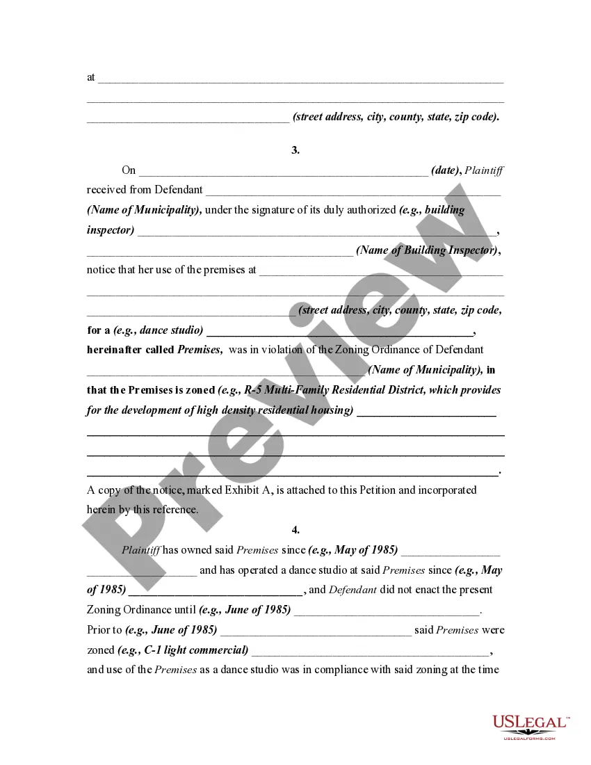 Get Complaint or Petition for Judgment Declaring a Nonconforming Use Preview Complaint or Petition for Judgment Declaring a Nonconforming Use