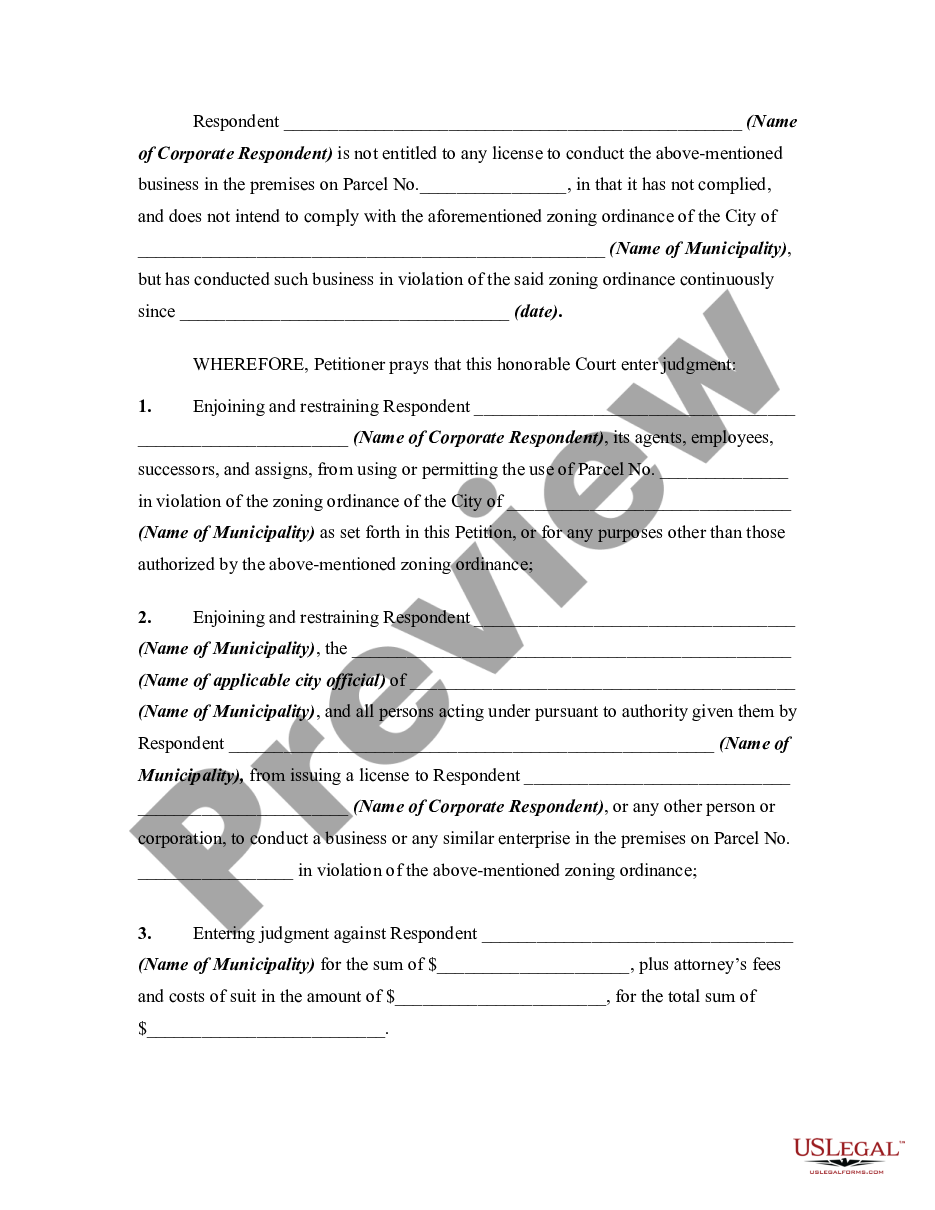 page 5 Petition by Adjoining Property Owner to Enjoin Violation of Zoning Ordinance preview