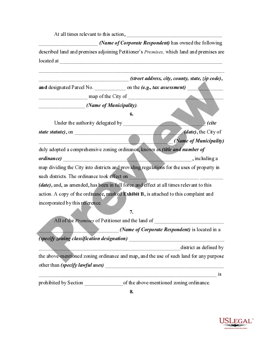 Get Petition by Adjoining Property Owner to Enjoin Violation of Zoning Ordinance Preview Petition by Adjoining Property Owner to Enjoin Violation of Zoning Ordinance