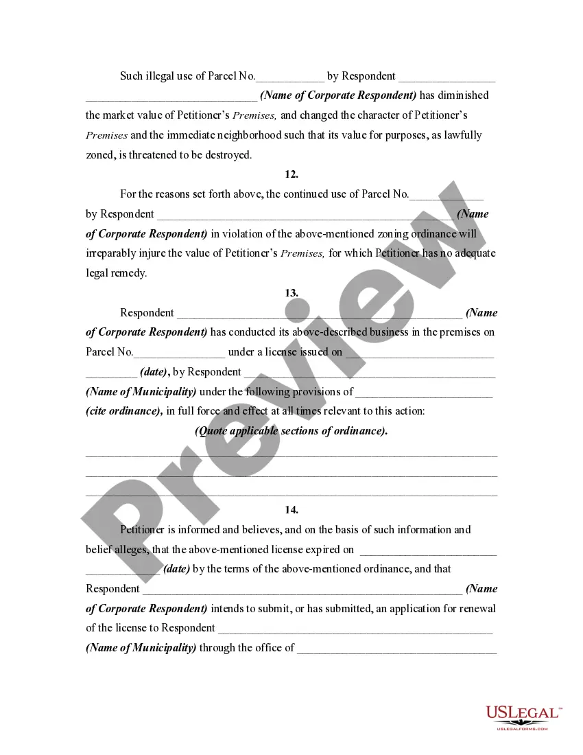 Get Petition by Adjoining Property Owner to Enjoin Violation of Zoning Ordinance Preview Petition by Adjoining Property Owner to Enjoin Violation of Zoning Ordinance