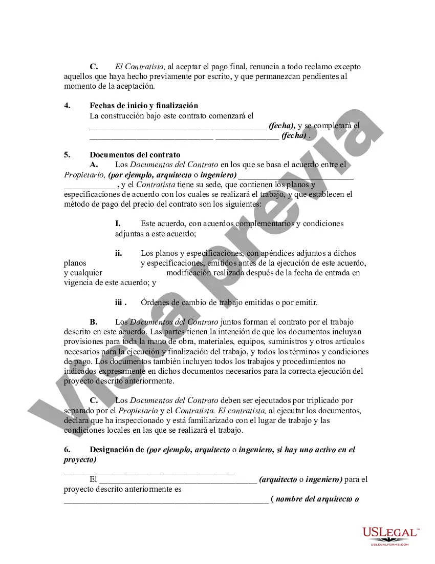 Preview Contrato de Construcción y Construcción de Tiempo y Materiales - Propietario para Suministro de Materiales