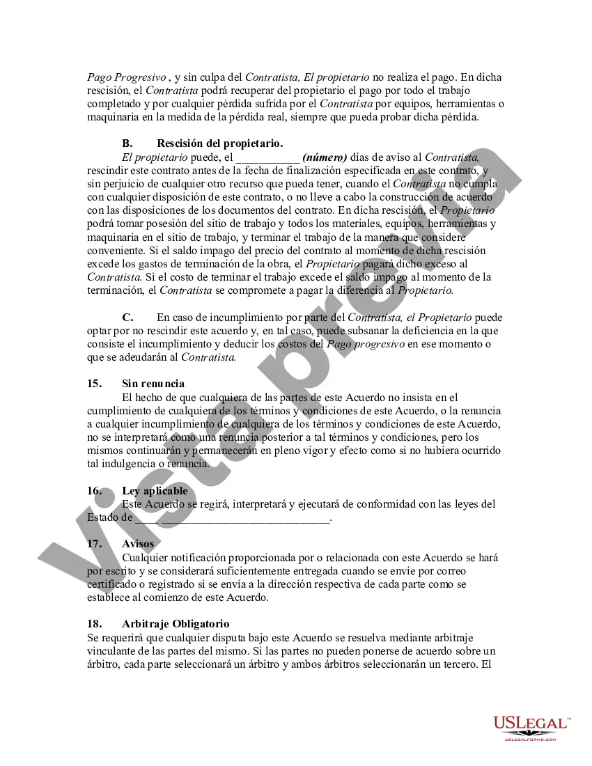Preview Contrato de Construcción y Construcción de Tiempo y Materiales - Propietario para Suministro de Materiales