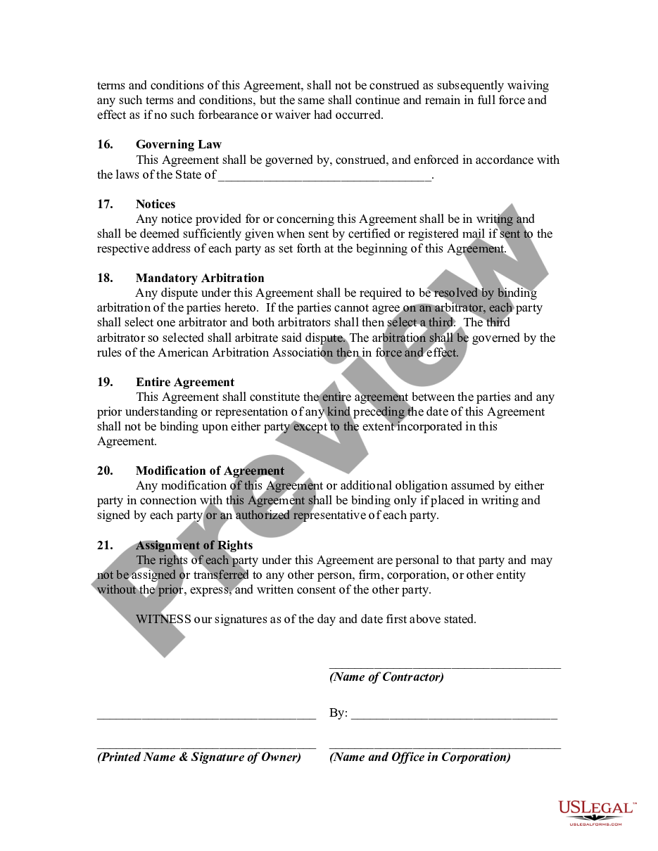 Contract For Time And Materials US Legal Forms