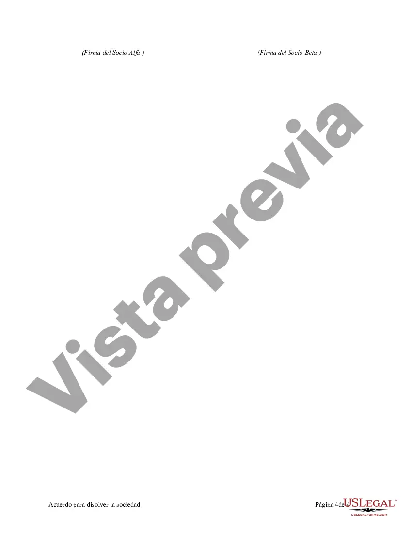 Preview Acuerdo para disolver la sociedad con un socio comprando los activos del otro socio