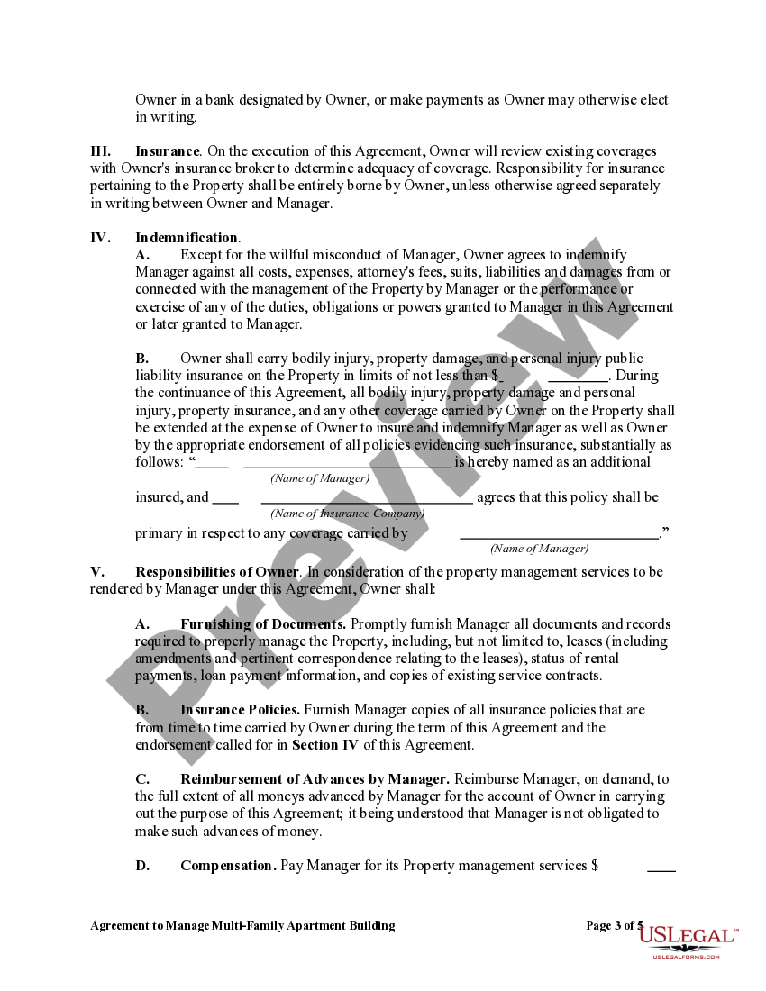 Illinois Agreement to Manage MultiFamily Apartment Building US Legal Forms