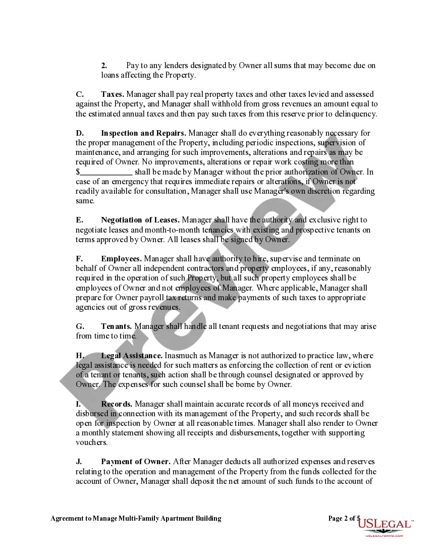 Get Agreement to Manage Multi-Family Apartment Building Preview Agreement to Manage Multi-Family Apartment Building