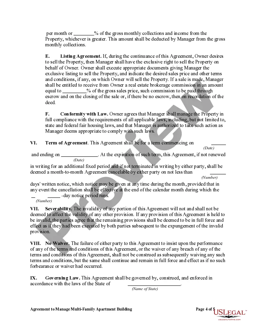 Get Agreement to Manage Multi-Family Apartment Building Preview Agreement to Manage Multi-Family Apartment Building