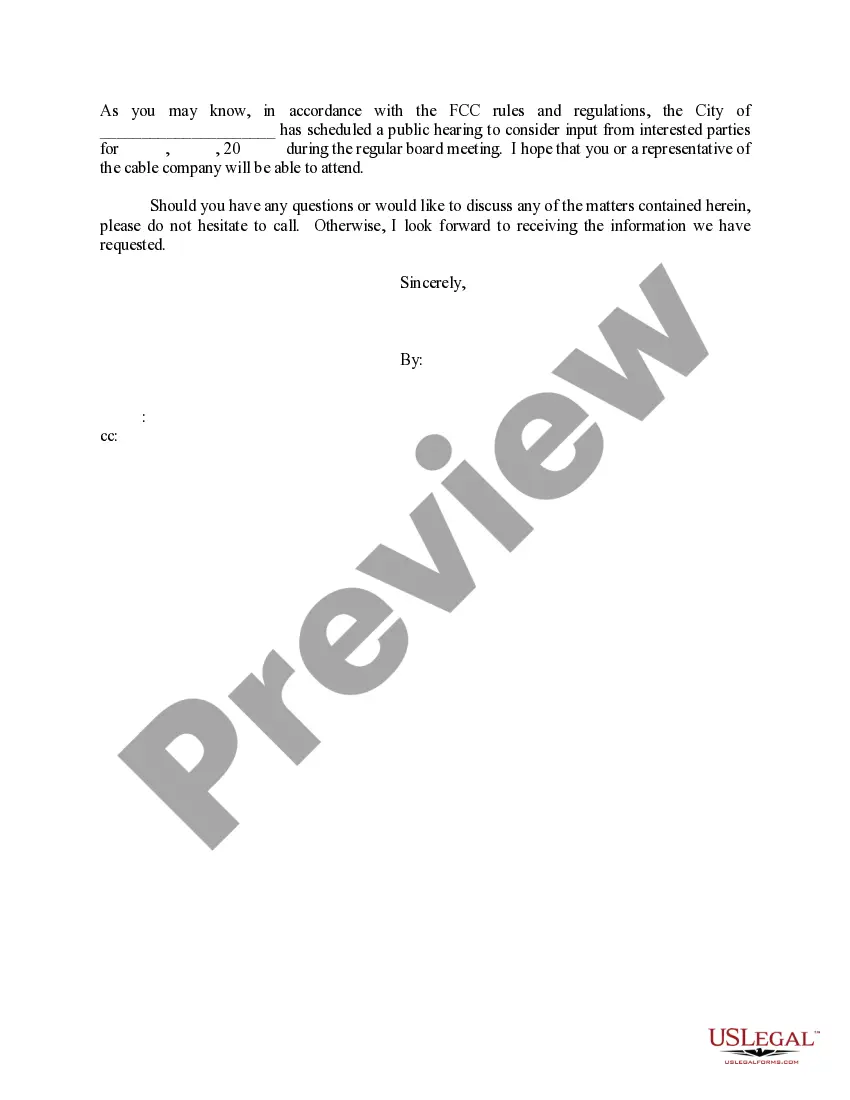 Get Sample Letter to Cable Provider regarding Justification of Fees Preview Sample Letter to Cable Provider regarding Justification of Fees