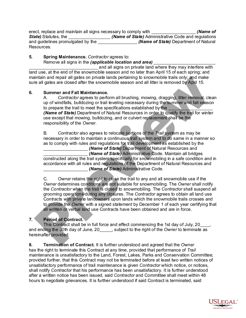 page 1 Snowmobile Trail Maintenance Contract - Grooming Services preview