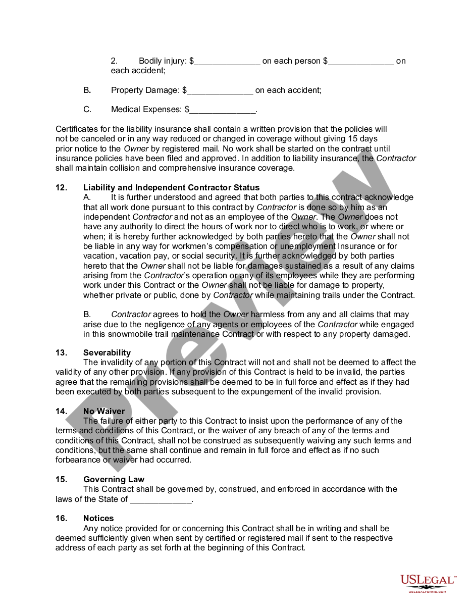 page 3 Snowmobile Trail Maintenance Contract - Grooming Services preview