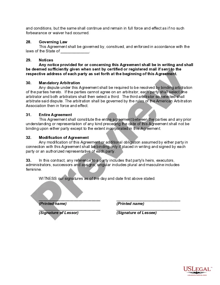 Preview Lease or Rental Agreement of Personal Property of any Type with Option to Purchase and Own Personal Property - Lease or Rent to Own