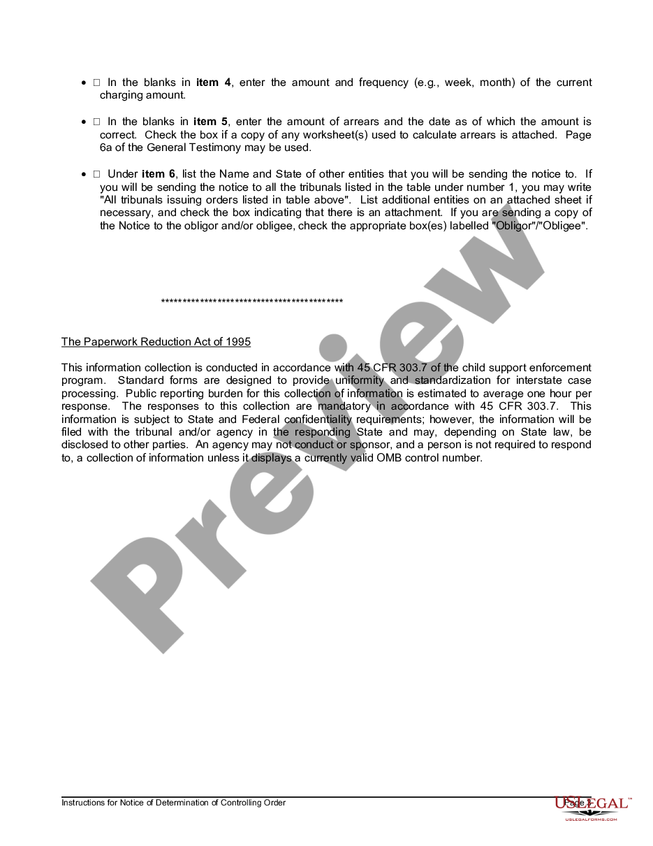 page 3 Notice of Determination of Controlling Order and Instructions preview