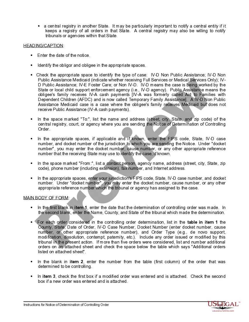 Get Notice of Determination of Controlling Order and Instructions Preview Notice of Determination of Controlling Order and Instructions