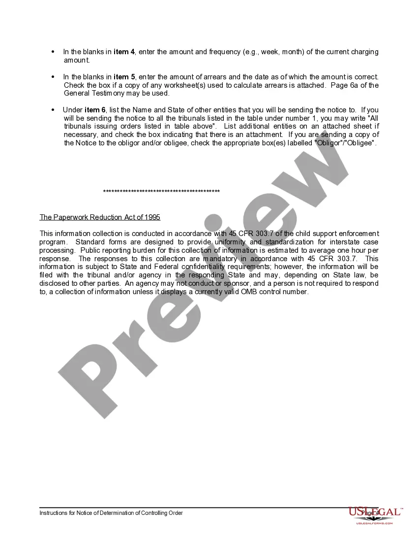 Get Notice of Determination of Controlling Order and Instructions Preview Notice of Determination of Controlling Order and Instructions