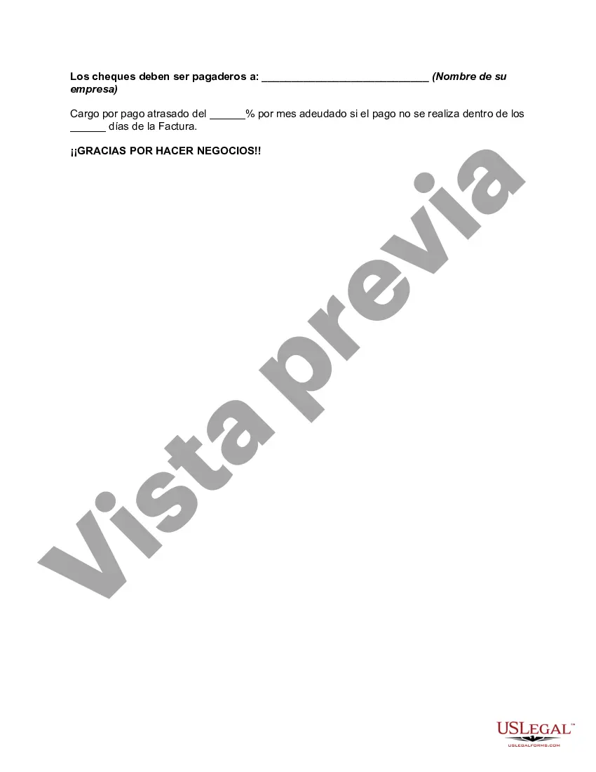 Preview Factura del consultor con espacios en blanco para completar por el servicio y monto del cargo