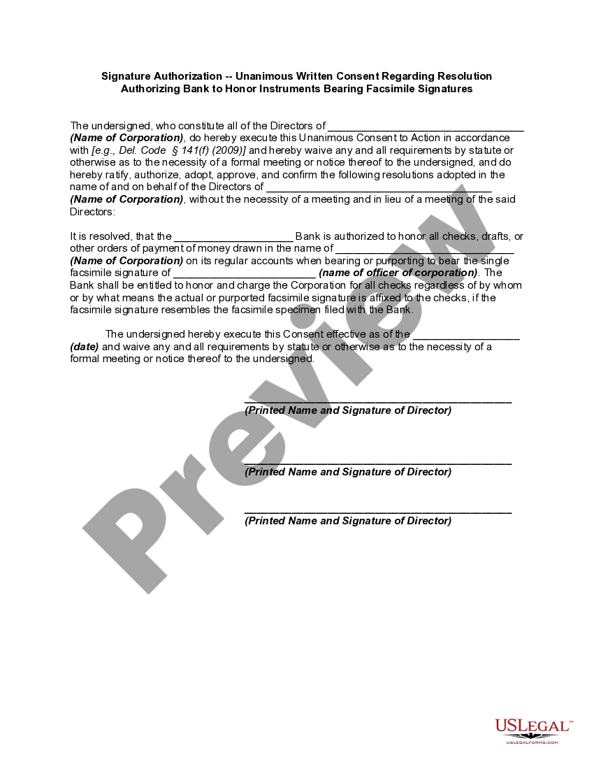 Signature Authorization Signature Authorization Authorizing US