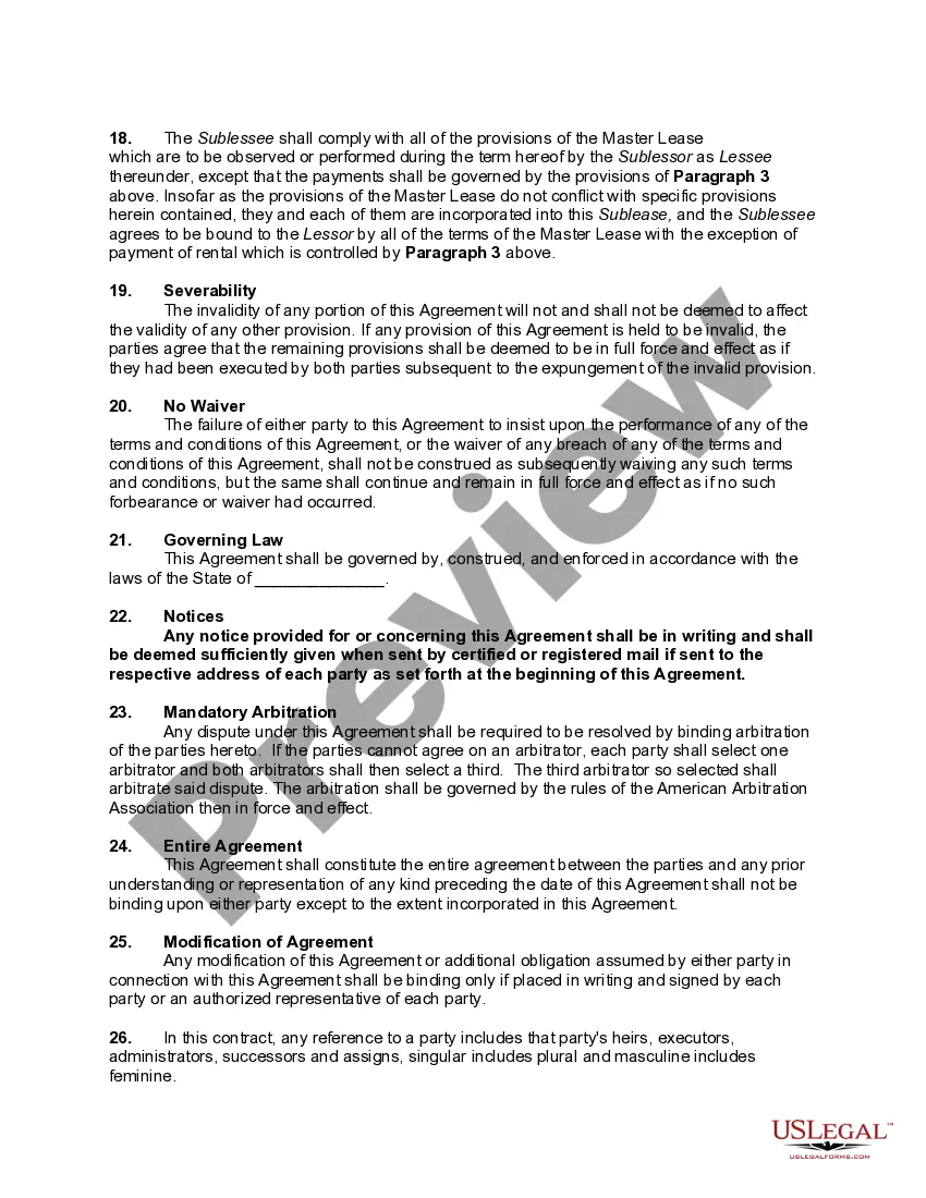 Preview Sublease of Leased Equipment