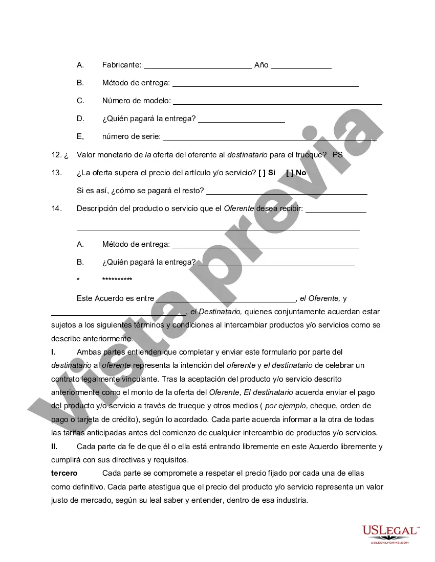 Preview Contrato de Permuta o Acuerdo de Intercambio