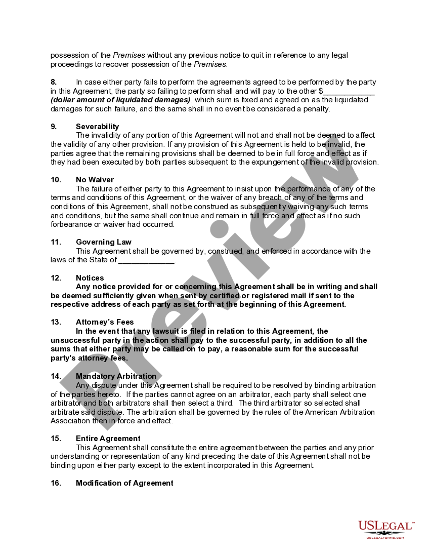 Contract for the Sale of Residential Property Owner Financed with