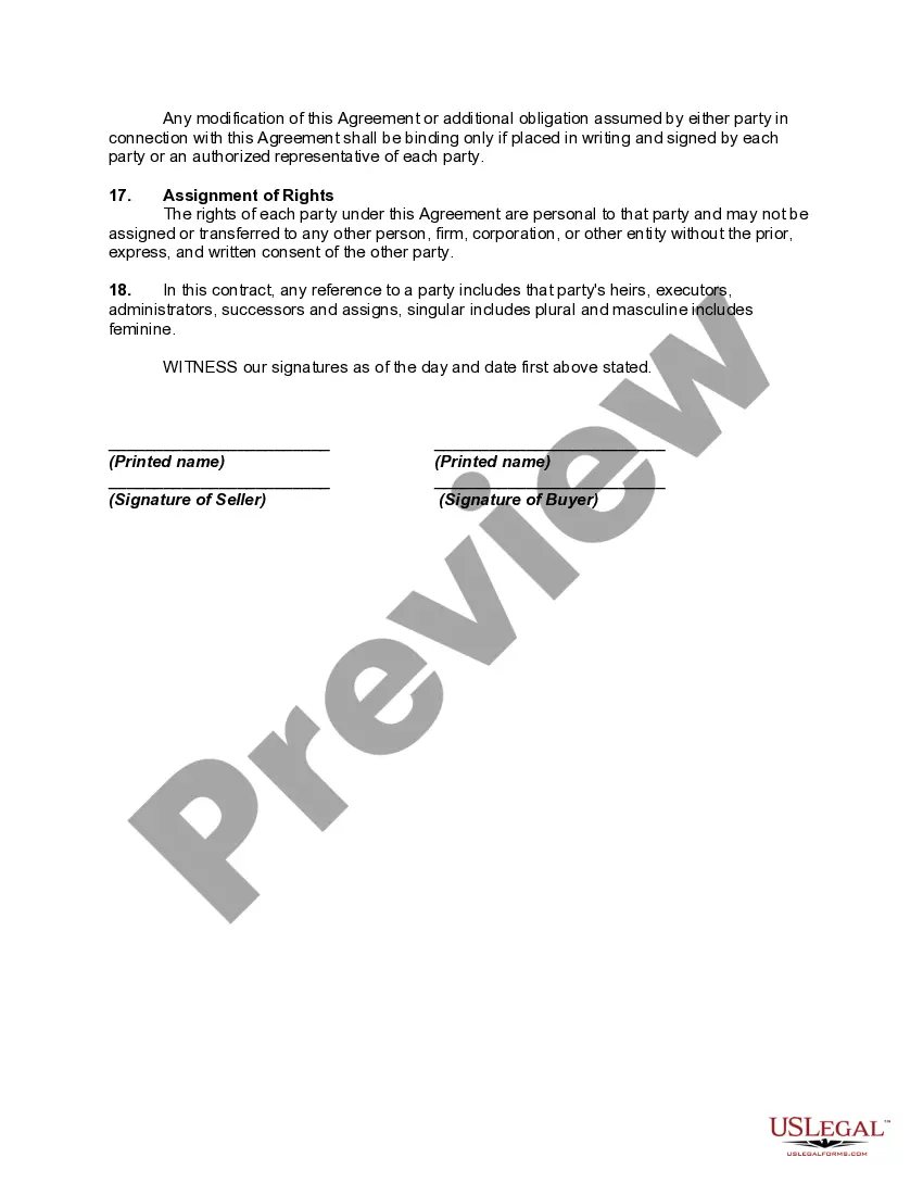 Preview Contract for the Sale of Residential Property - Owner Financed with Provisions for Note and Purchase Money Mortgage