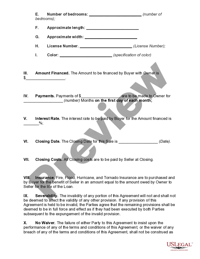 Get Owner Financing Contract for Moblie Home Preview Owner Financing Contract for Moblie Home