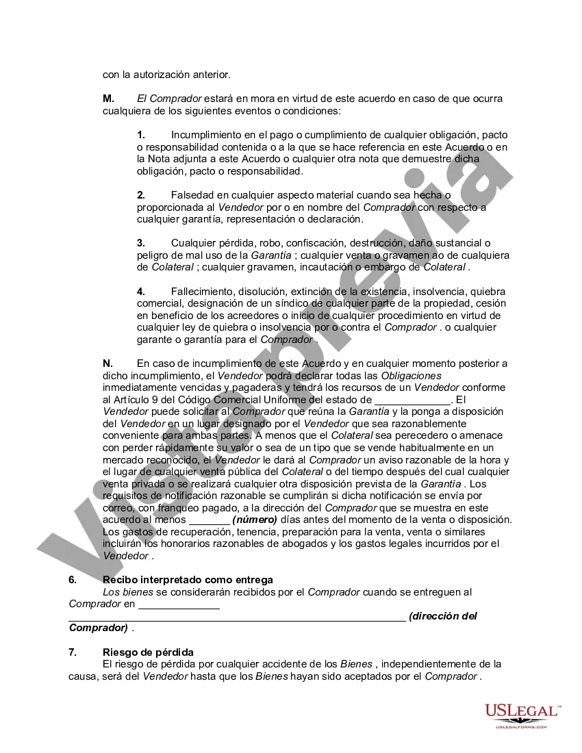 Preview Contrato de Venta de Bienes Muebles - Dueño Financiado con Provisiones para Nota y Contrato de Garantía