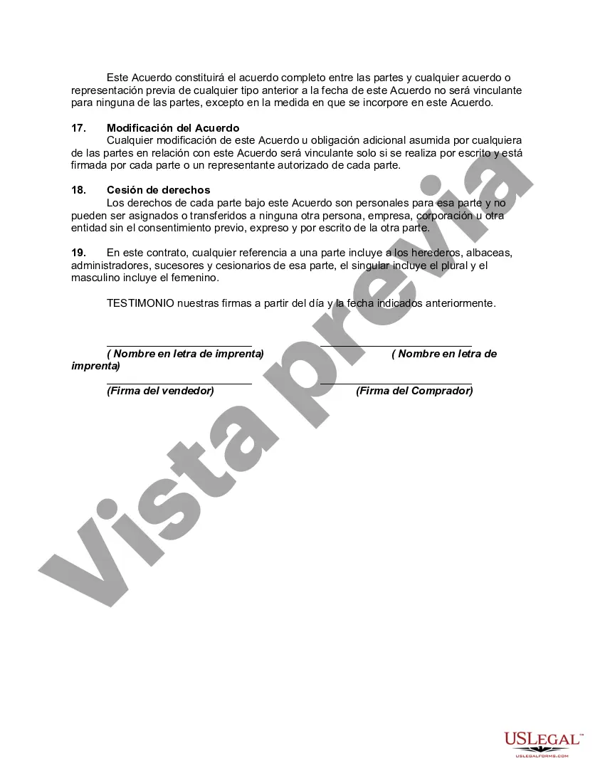 Preview Contrato de Venta de Bienes Muebles - Dueño Financiado con Provisiones para Nota y Contrato de Garantía