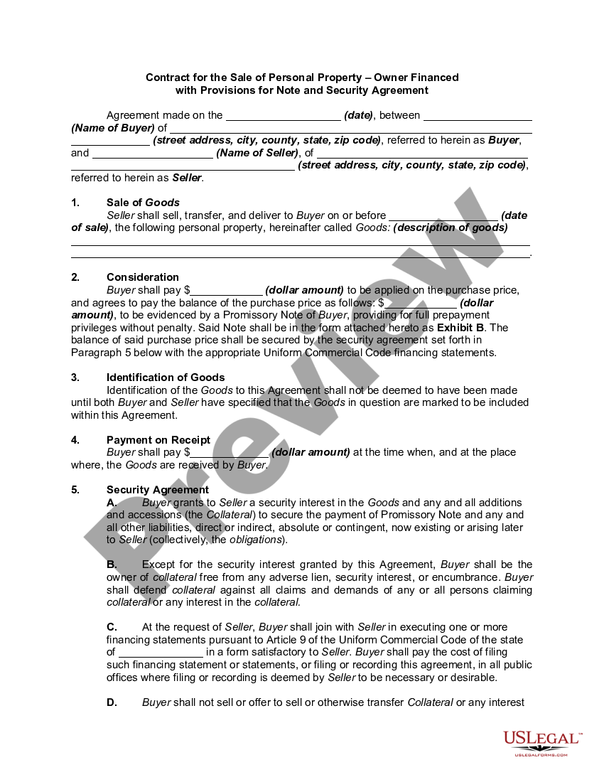 Owner Financed Purchase Agreement Form Us Legal Forms 0122