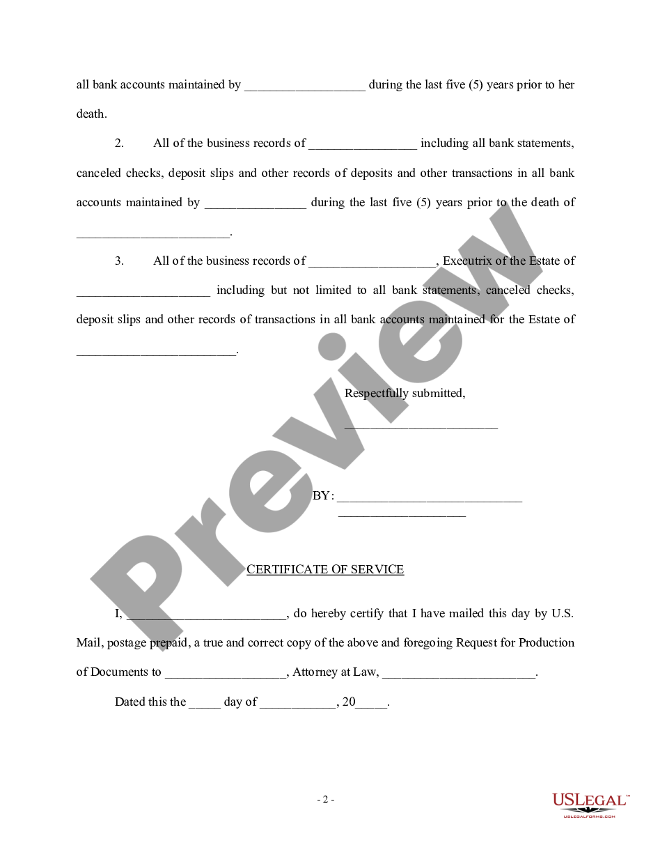 form Request for Production of Documents preview